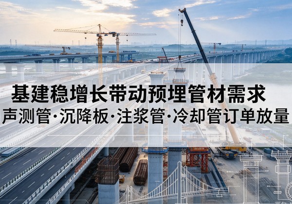 田东基建稳增长带动预埋监测管材需求，声测管、沉降板、注浆管订单持续放量